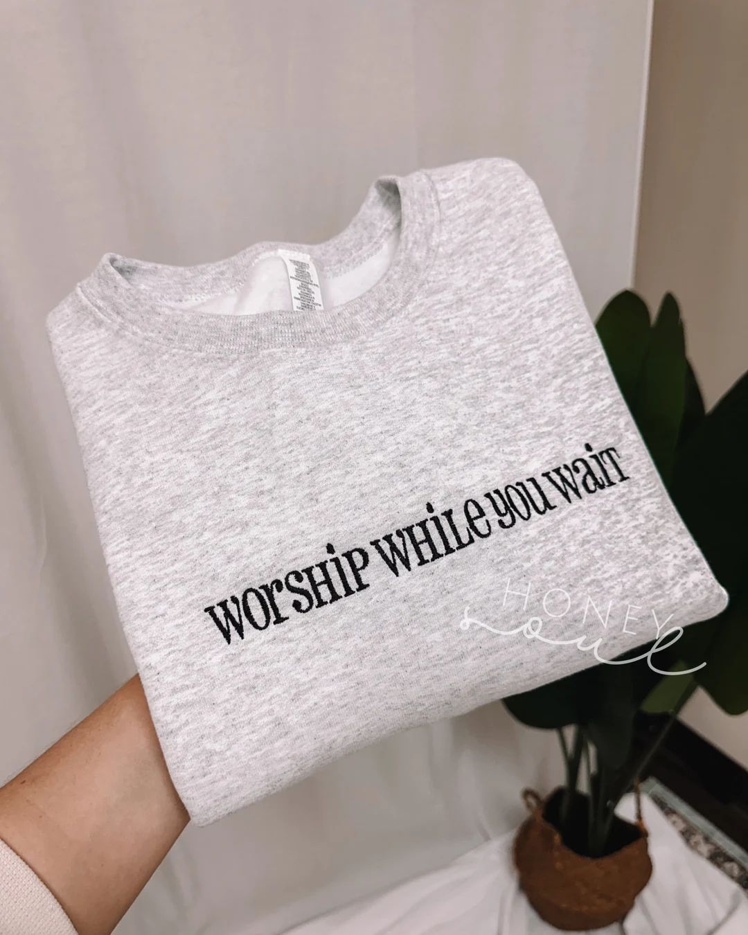 Embroidered worship while you wait Sweatshirt | Christian Sweatshirt | Embroidered Sweatshirt | G... | Etsy (US)