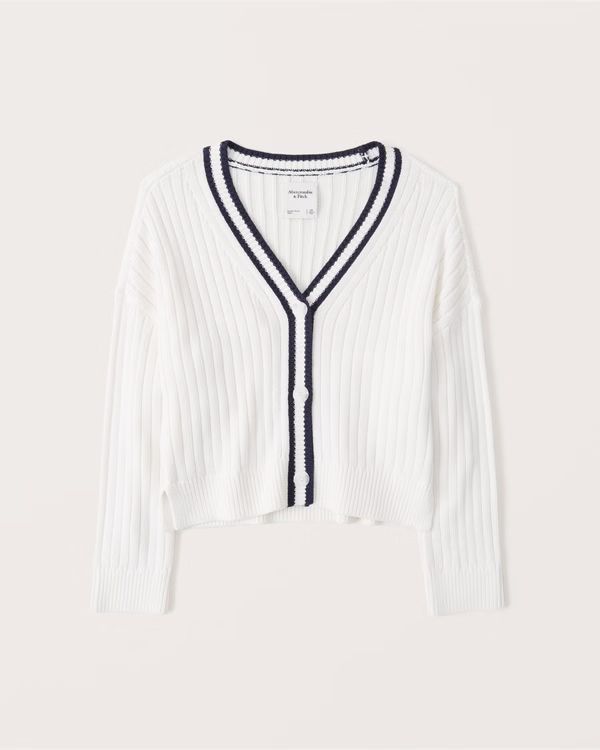 Women's Tipped Cropped Cardigan | Women's New Arrivals | Abercrombie.com | Abercrombie & Fitch (US)
