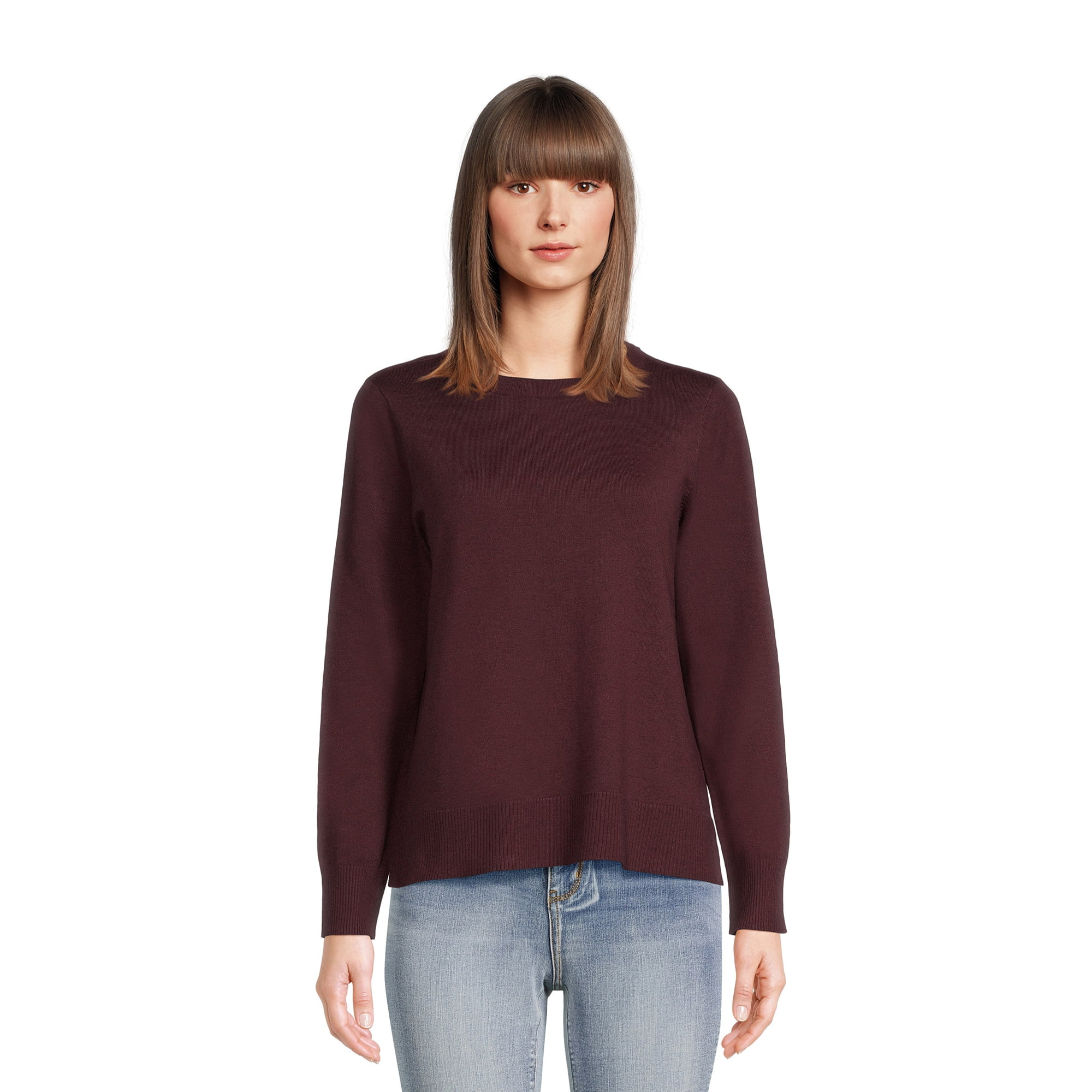 Time and Tru Women's Long Sleeve Pullover Crew Neck Sweater, Lightweight, Sizes XS-XXXL - Walmart... | Walmart (US)