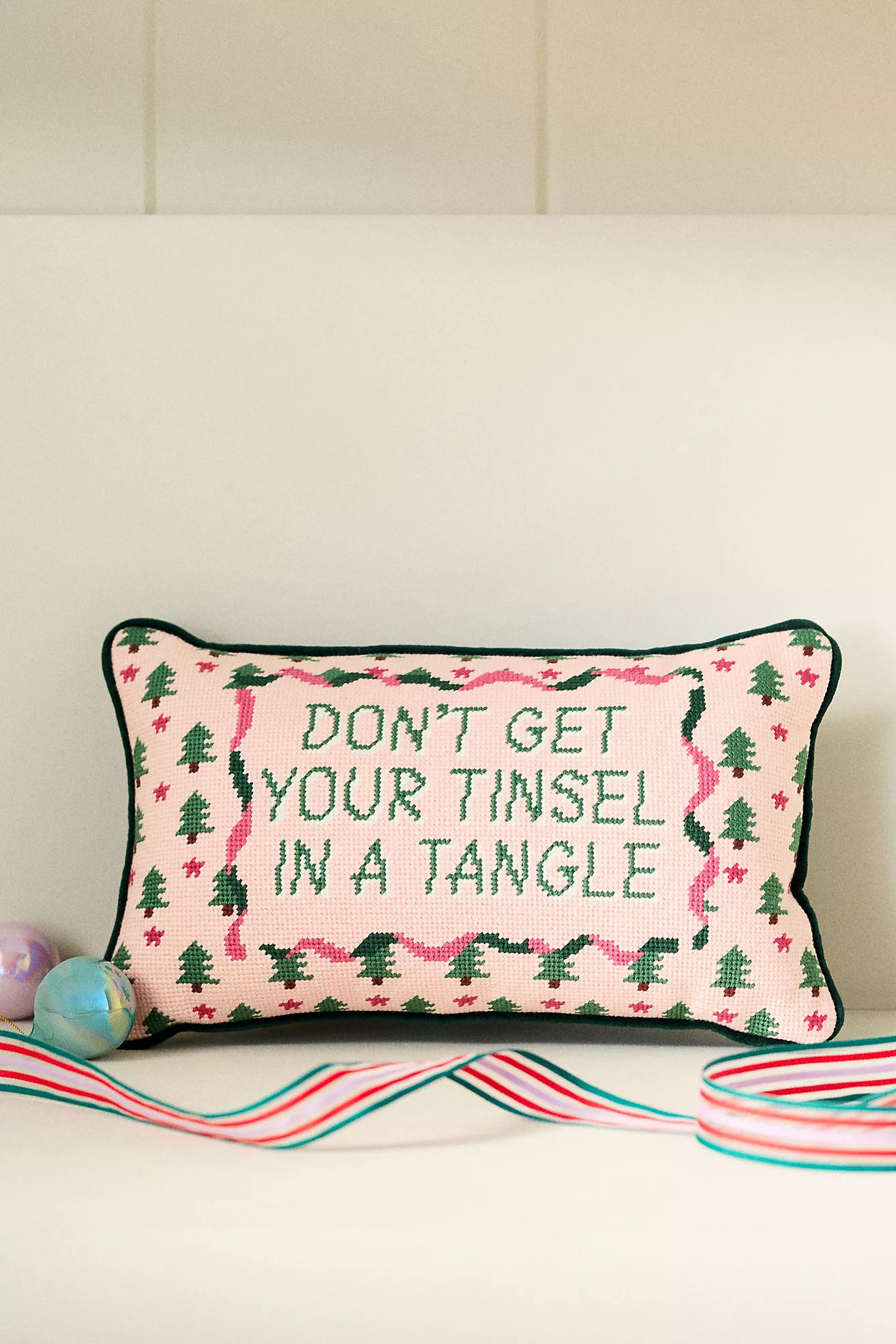 Furbish Studio Holiday Petite Needlepoint Pillow | Anthropologie (US)