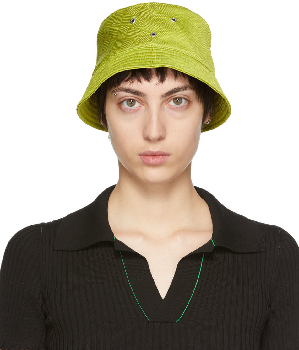 Bottega Veneta Yellow Intreccio Jacquard Bucket Hat | SSENSE