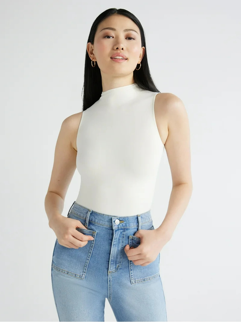 Scoop Women's Seamless Mock Neck Sleeveless Bodysuit, Sizes XS-XXL - Walmart.com | Walmart (US)