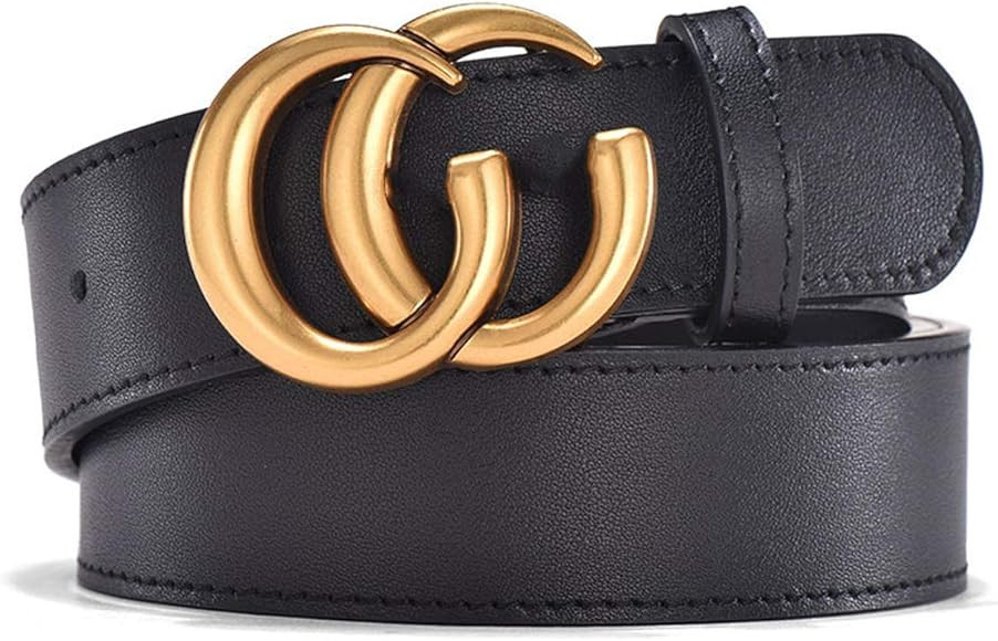 Fashion Women Leather Belt Dress Belt With Double G-Ring Buckle | Amazon (US)