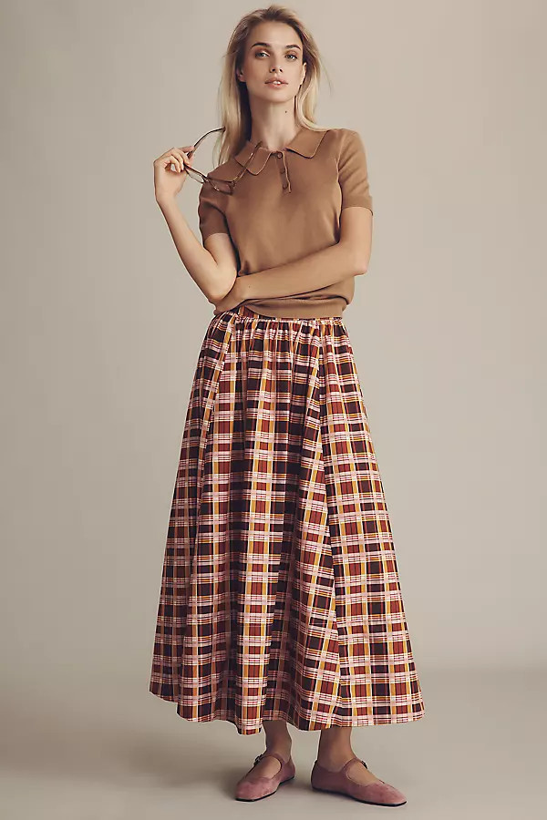The Jacie Poplin Printed Maxi Skirt by Maeve | Anthropologie (US)