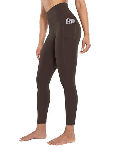 ENERBLOOM Workout Leggings with Pockets for Women 25" Brown X-Small | Amazon (US)