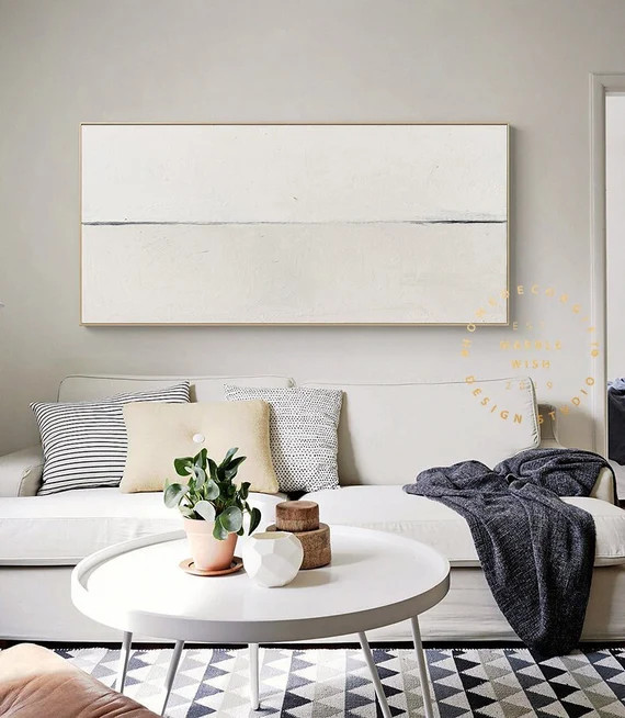 Large Landscape Oil Painting, Beige Art Abstract Canvas Paintings, Beige Sea Artwork, Neutral Pai... | Etsy (US)