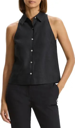 Theory Sleeveless Linen Blend Shirt | Nordstrom | Nordstrom