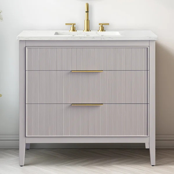 Emma 36'' Single Bathroom Vanity with Engineered Stone Top | Wayfair North America