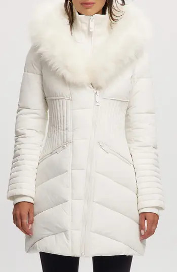 Noize Gigi Vegan Faux Fur Trim Quilted Parka in White at Nordstrom Rack, Size Large | Nordstrom Rack