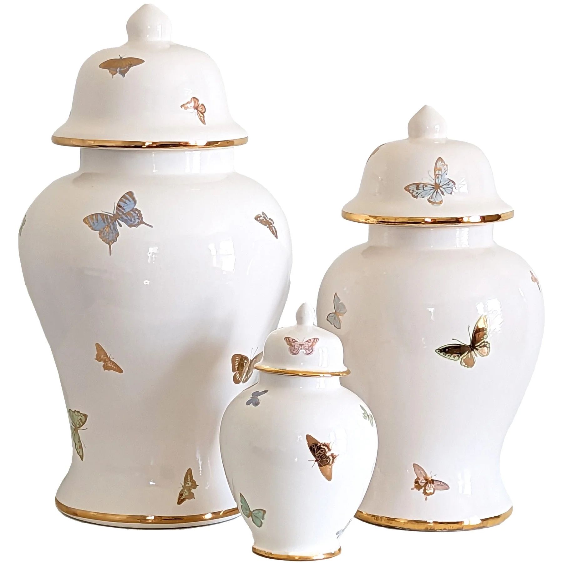 Gilded Butterflies Ginger Jars | Ruby Clay Company