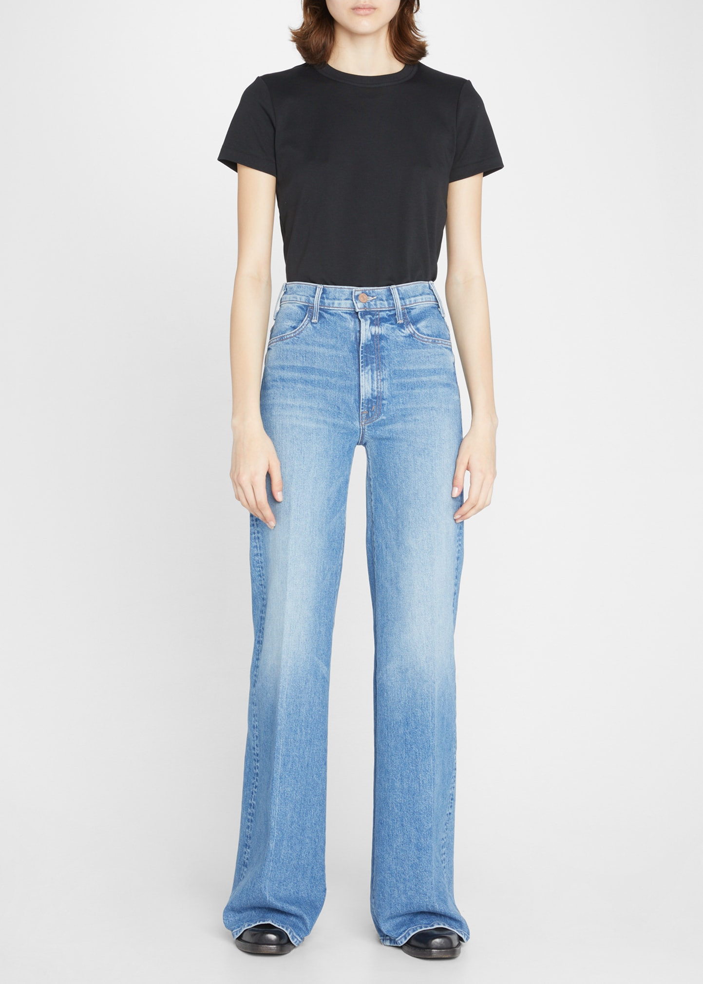 The Hustler Roller Heel Wide-Leg Faded Jeans | Bergdorf Goodman