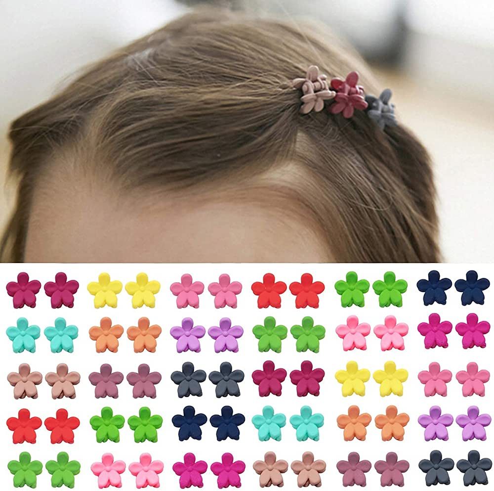 60pcs Baby Girl Mini Hair Claw Clips Flower Hair Bangs Pin Baby Girl Hair Accessories Clips | Amazon (US)
