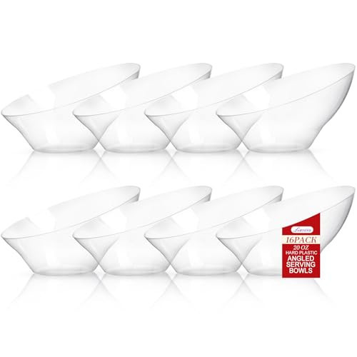 Liacere 16 Pack Clear Plastic Serving Bowls - 20 OZ Clear Disposable Bowls Candy Bowl - Candy Bowl for office Chip,Salad & Fruit - Ideal for Party & Wedding & Halloween | Amazon (US)