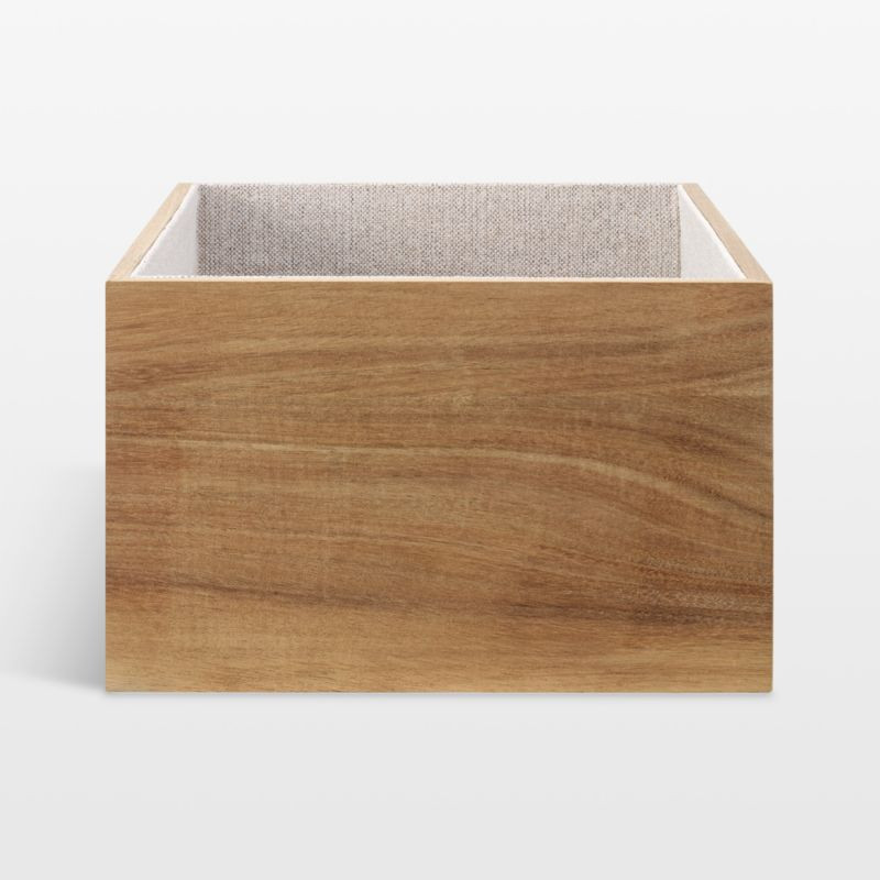 NeatMethod Lined Acacia Wood Decorative Bin | Crate & Barrel | Crate & Barrel