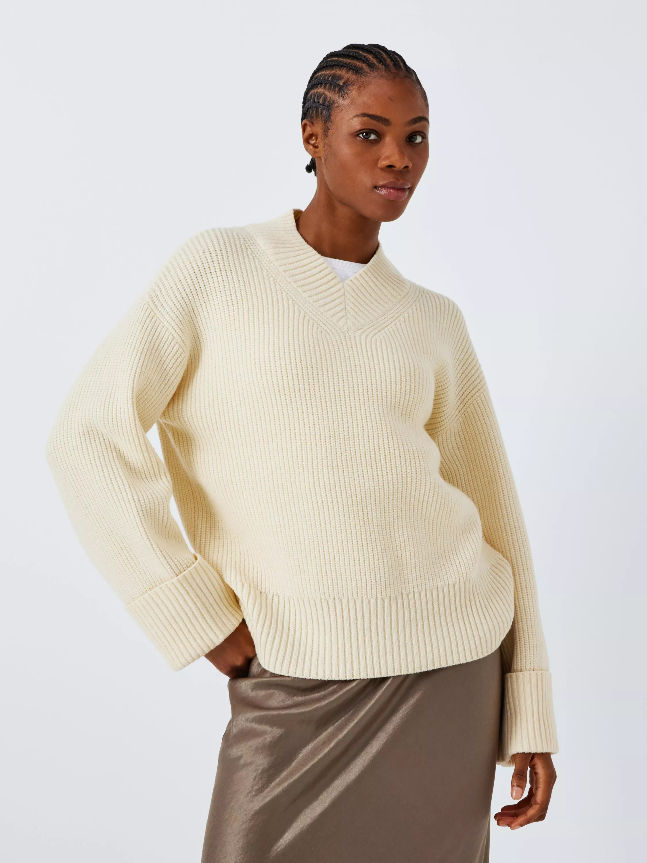 John Lewis ANYDAYPreppy Chunky V-Neck Jumper, Yellow | John Lewis (UK)
