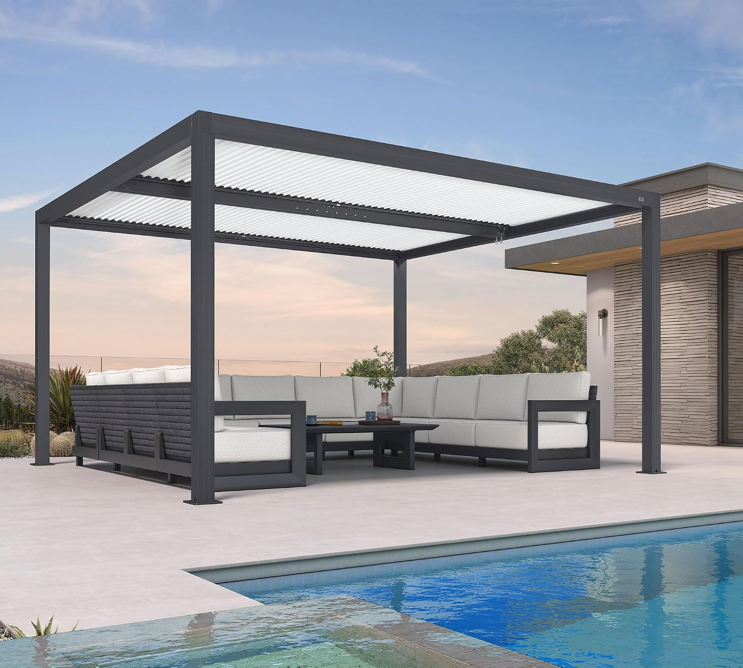PURPLE LEAF Outdoor Pergola 12' x 14' Hardtop Pergola w/Independent Roof | Amazon (US)