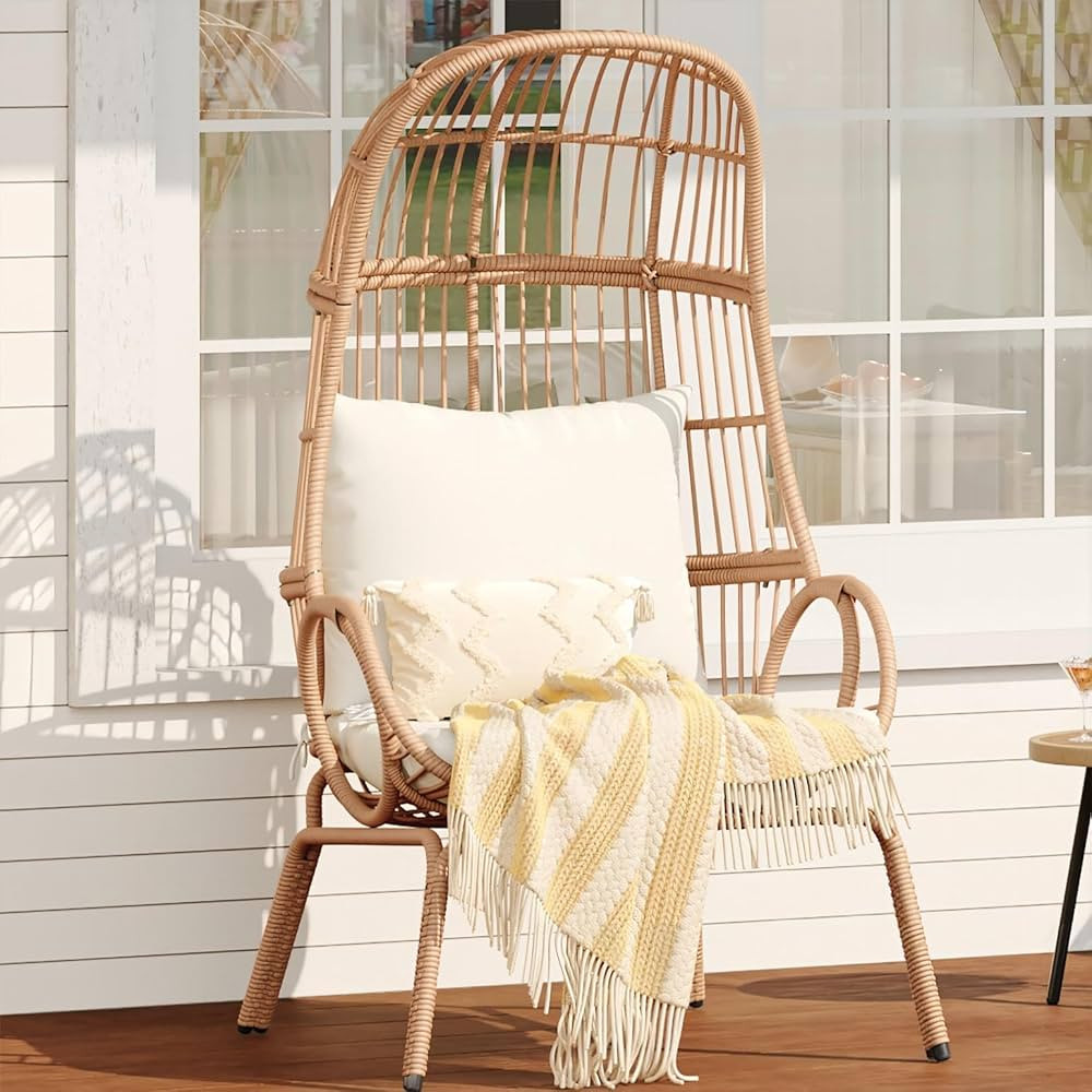 YITAHOME Outdoor Narrow Egg Chair Wicker, Patio Rattan Basket Chair with 370lbs Capacity Indoor E... | Amazon (US)