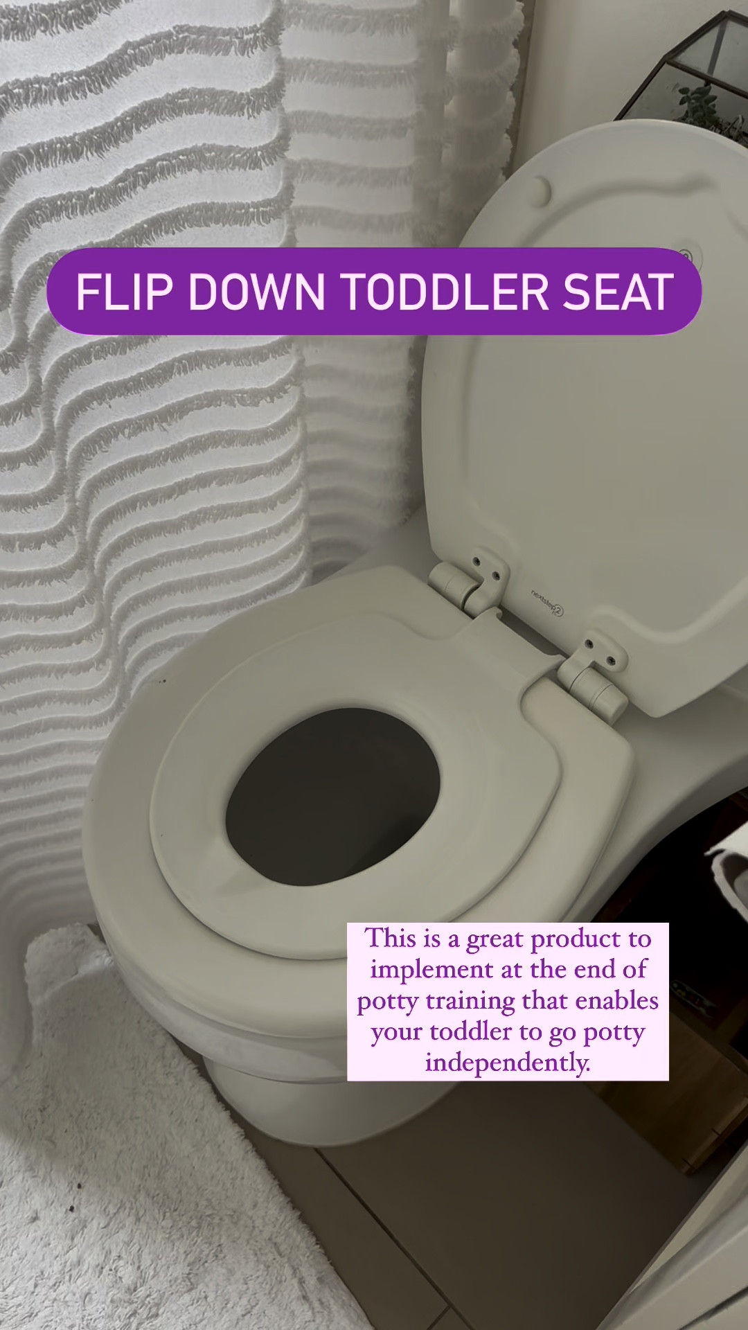 Potty training parents! 💩 If you are near the end of training and ready to ditch all the little potties and clutter in your bathroom, this is for you. Just swap your current toilet seat for this all-in-one solution that will make sure no little butts fall in the toilet. 🚽 

#LTKFamily #LTKKids #LTKHome
