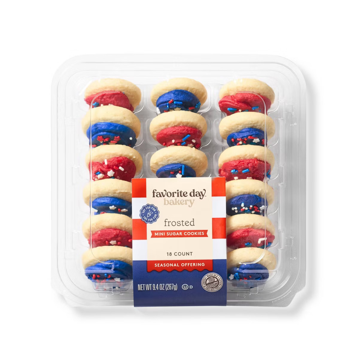 Patriotic Red & Blue Mini Frosted Sugar Cookies - 9.4oz/18ct - Favorite Day™ | Target