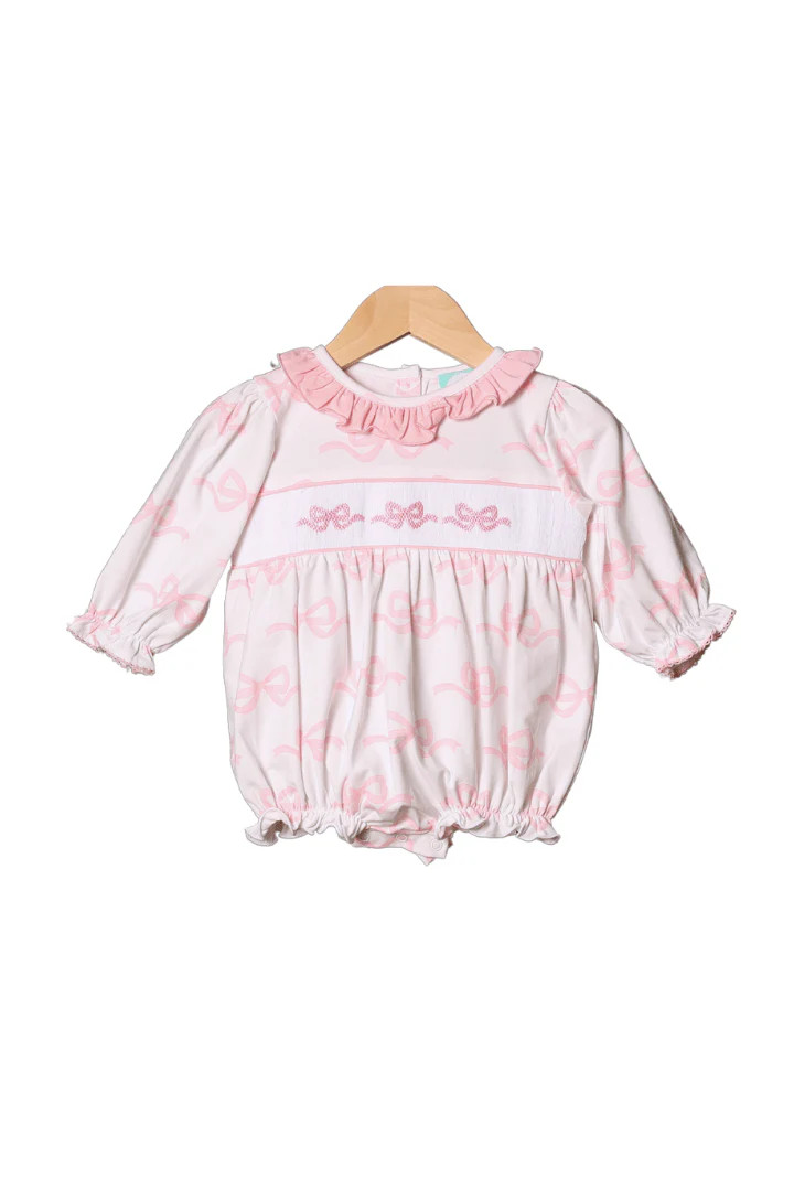 Smocked Sweet Bow Long Sleeve Bubble | The Smocked Flamingo