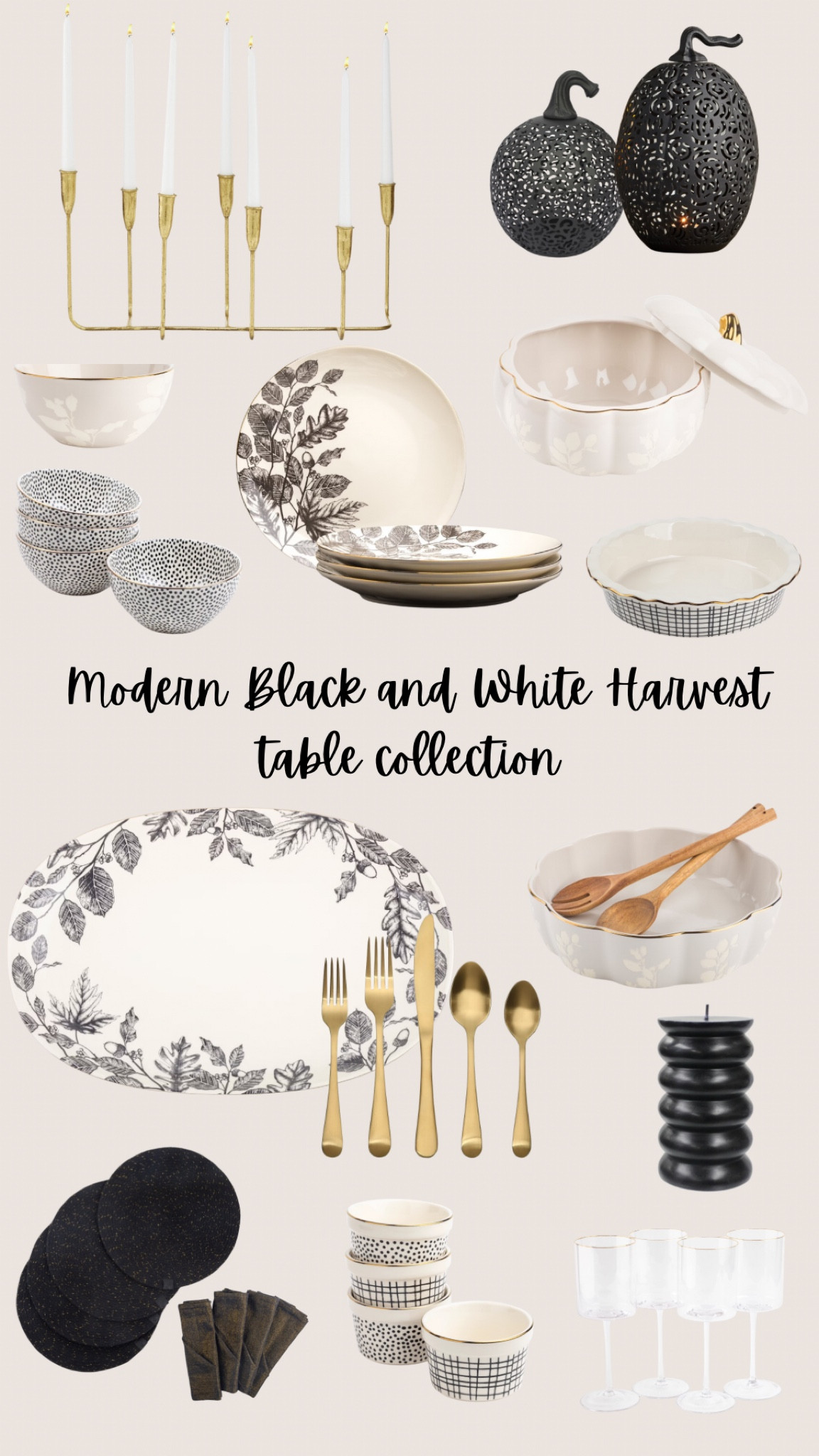 Love this modern black and white with touches of gold harvest table collection found on @Walmart.  #walmartpartner.  perfect for fall hosting or Thanksgiving dinner! ❤️ #walmart #walmarthome 

#LTKSeasonal #LTKhome #LTKHoliday