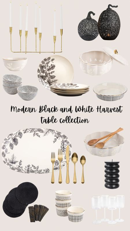 Love this modern black and white with touches of gold harvest table collection found on @Walmart.  #walmartpartner.  perfect for fall hosting or Thanksgiving dinner! ❤️ #walmart #walmarthome 

#LTKSeasonal #LTKhome #LTKHoliday