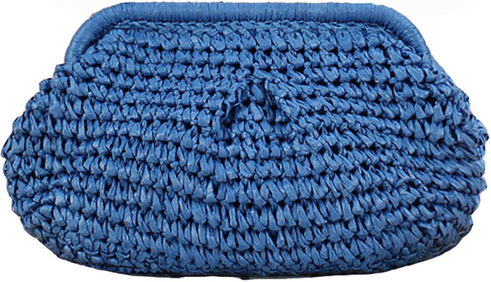 Straw Clutch Purse for Women Summer Beach Woven Evening Bag Dumpling Casual Shoulder Handbag | Amazon (US)
