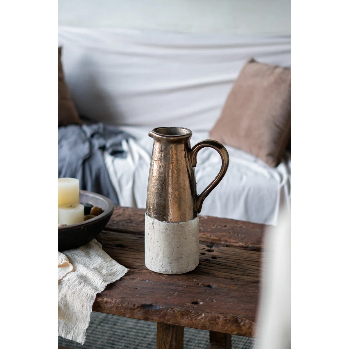 Seraph Vintage-Inspired Decorative Pitcher with Terracotta And Semi-Metallic Bronze | Wayfair North America