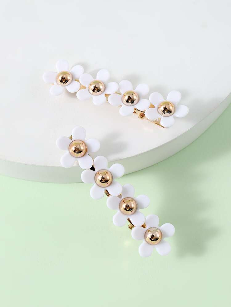 2pcs Toddler Girls Flower Decor Hair Clip | SHEIN