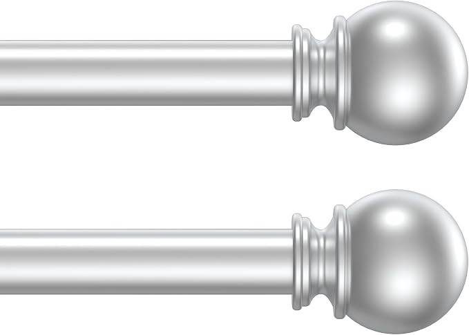 2 Pack Curtain Rod 28 to 48 Inch,5/8 Inch Diameter Adjustable Silver Curtain Rod.Exquisitely Craf... | Amazon (US)