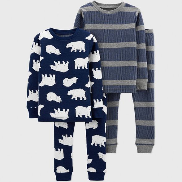 Baby Boys' 4pc Polar Bear Striped Pajama Set - Just One You® made by carter's White | Target