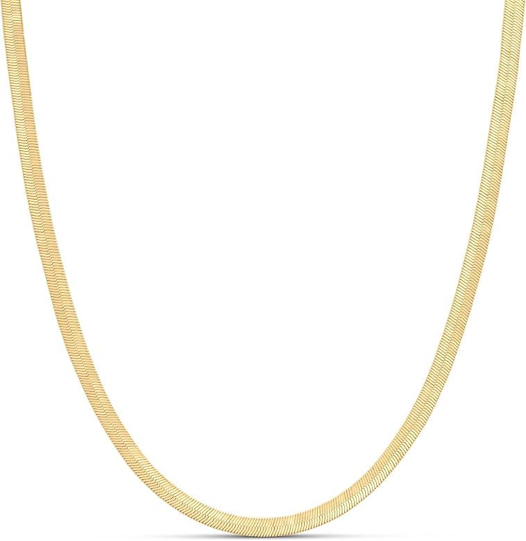Amazon Essentials 14K Gold or Sterling Silver Plated Herringbone Chain Necklace | Amazon (US)