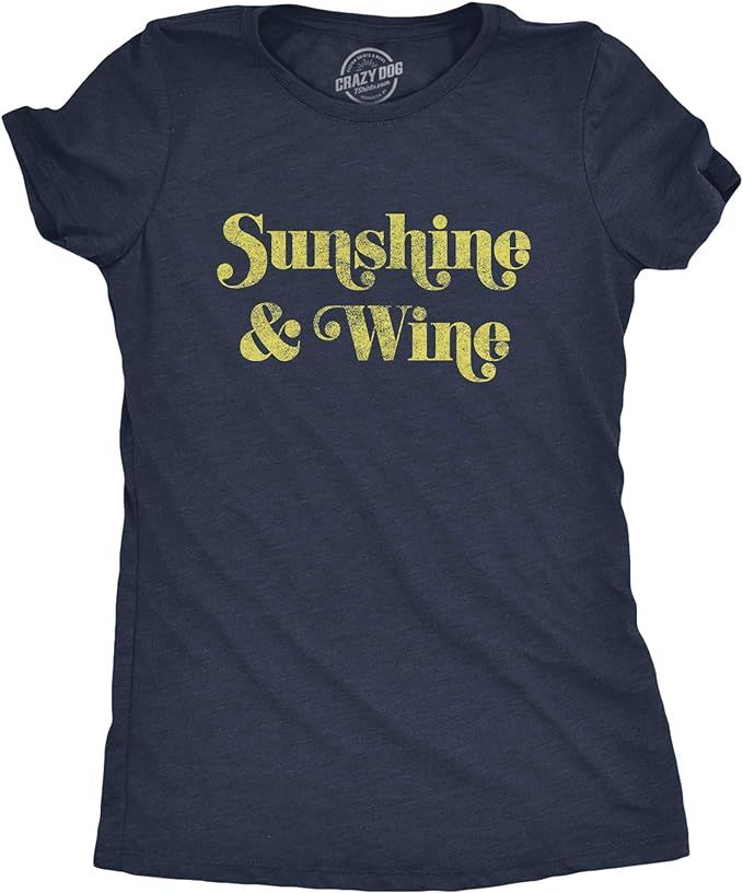 Womens Sunshine and Wine Tshirt Funny Summertime Drinking Vino Graphic Tee | Amazon (US)