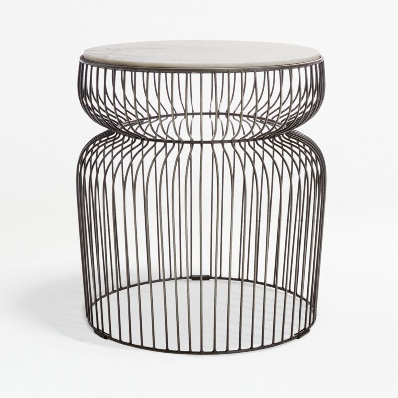 Spoke Marble Graphite Metal End Table + Reviews | Crate & Barrel | Crate & Barrel