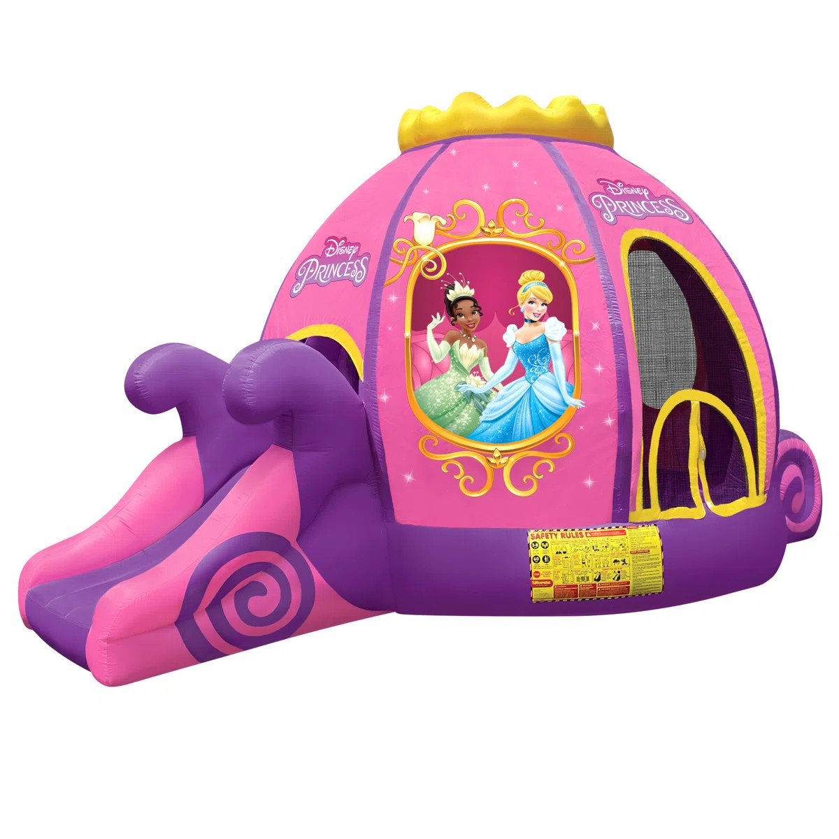 Funormous Disney Princess Carriage Inflatable Outdoor Bounce House with Slide and Ball Pit & Revi... | Wayfair North America