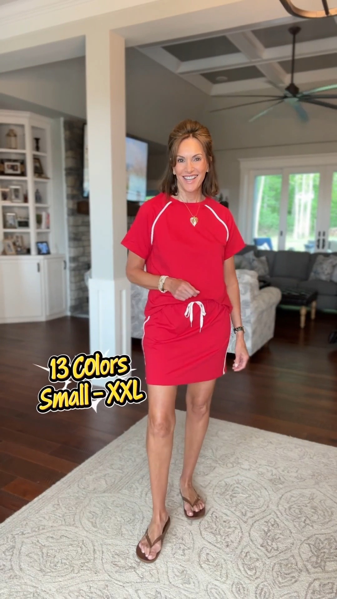 I sized up to a large in this super soft set because I like it to fit oversized. 
Stick with your true size if you want a less loose fit. 

Available in 13 colors and linked a sleeveless version as well 

Summer style, Causal style, Work from home, Memorial Day style, Travel style, matching set, activewear, affordable fashion, red

#LTKootd #LTKSeasonal #LTKOver40
