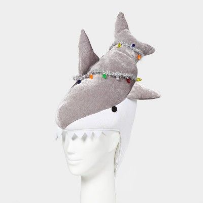 Shark Hat with Faux Tinsel Lights Gray - Wondershop™ | Target