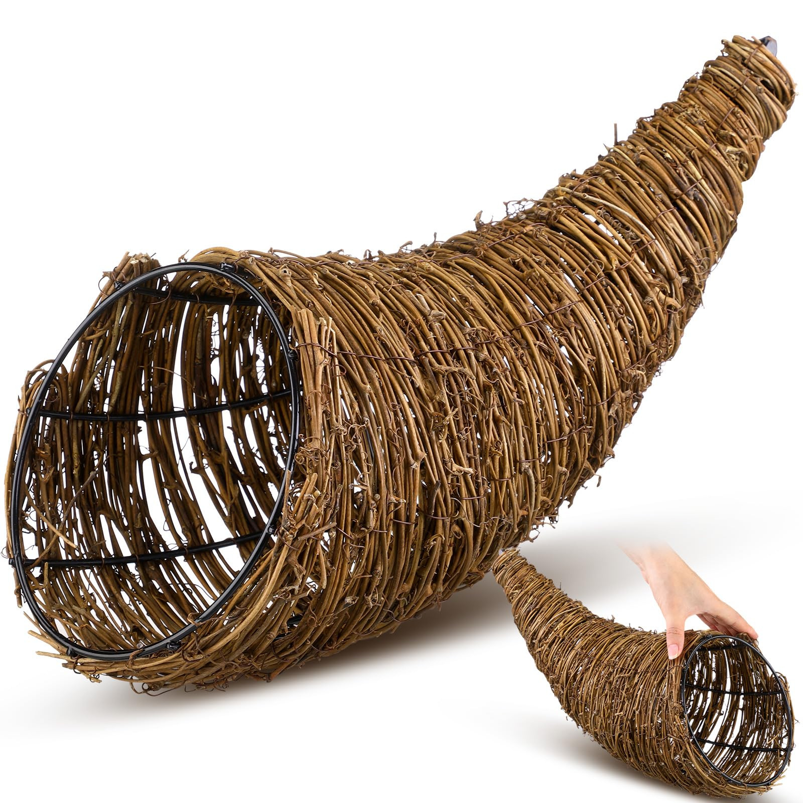 Dandat Thanksgiving Cornucopia Basket 13.78 Inch Horn of Plenty Table Decoration for Thanksgiving... | Amazon (US)
