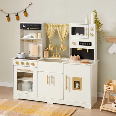Tiny Land® Iconic Wooden Play Kitchen – Cream Pretend Cooking Set for Kids | Target