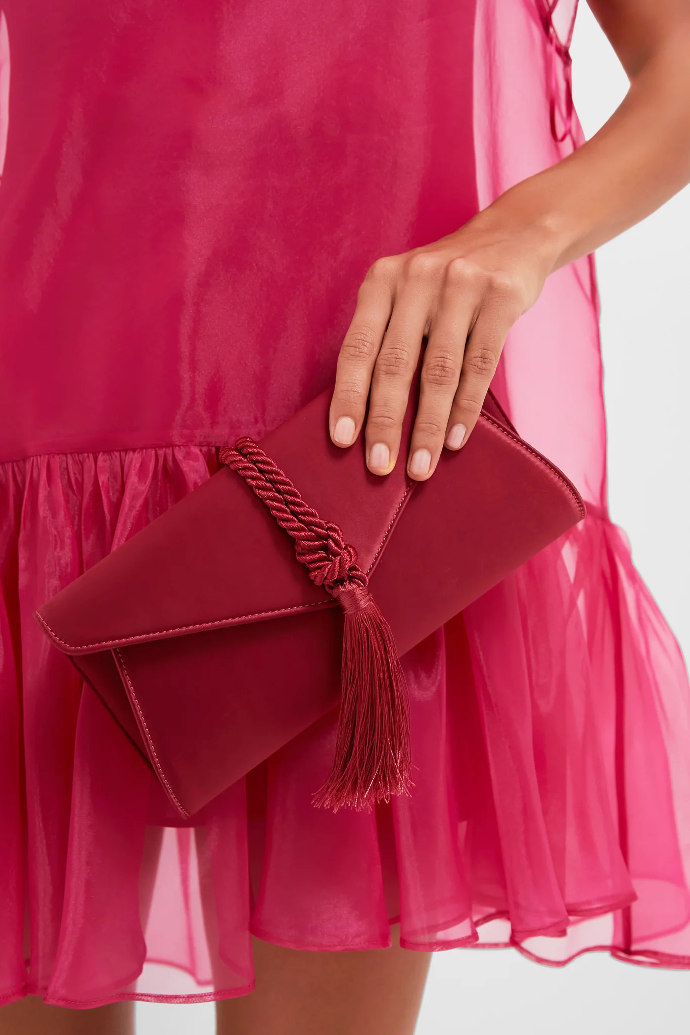 Cranberry Satin Gabrielle Clutch | Tuckernuck (US)