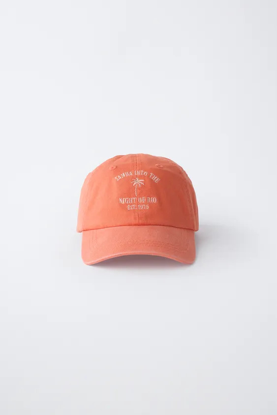 WASHED EFFECT EMBROIDERED CAP | Zara US