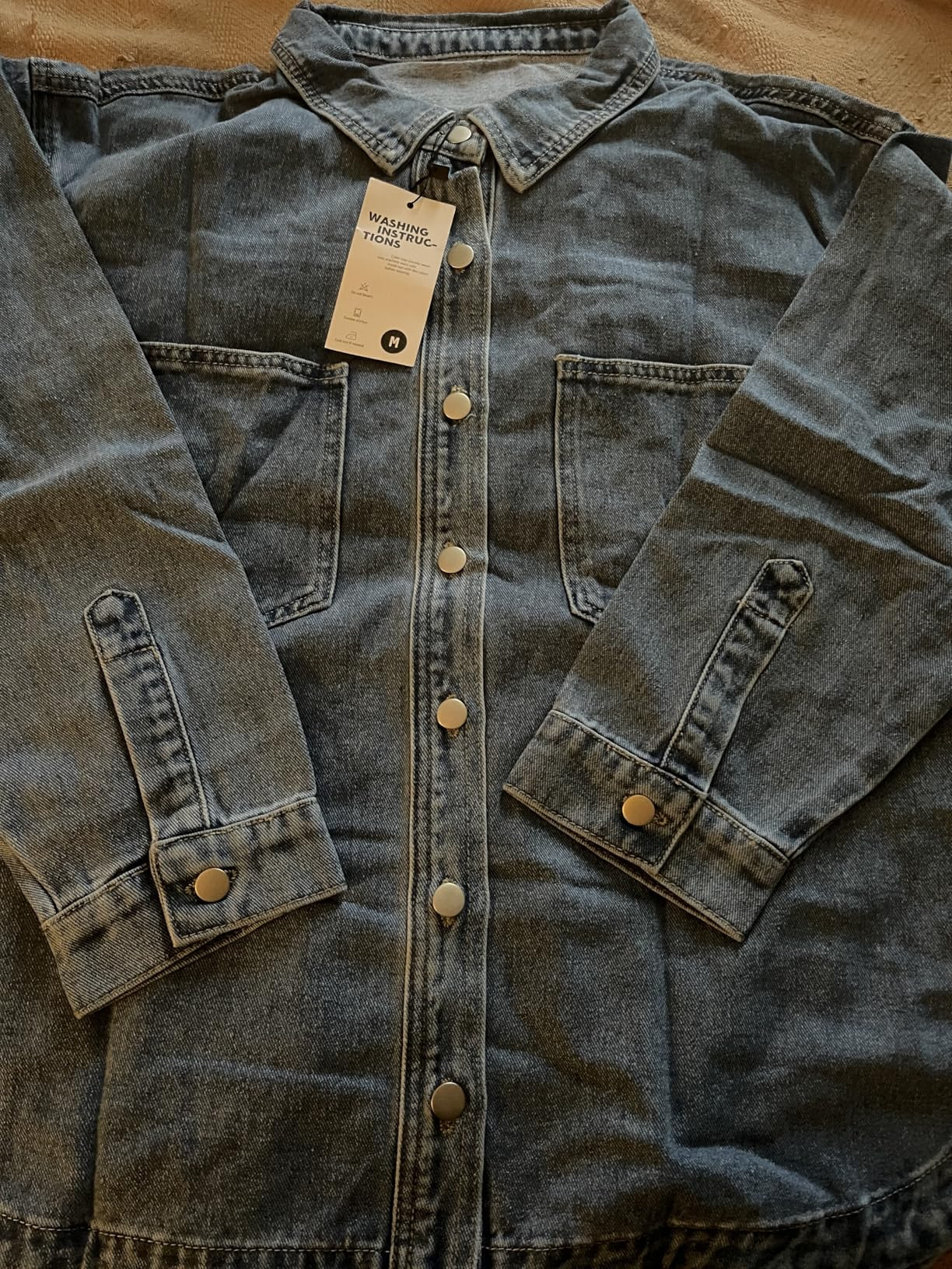 EMMIOL Women Denim Shirts Oversized Long Sleeve Button Down Blouse Distresse Jean Jacket Fall Out... | Amazon (US)