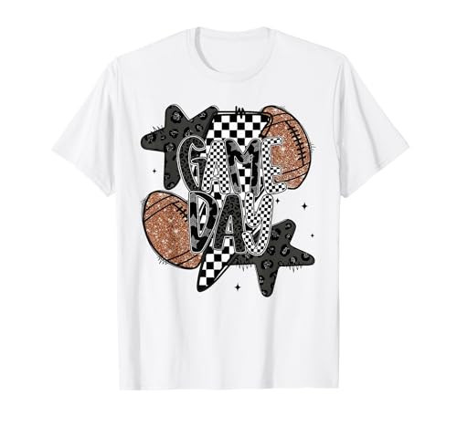 Retro Football Game Day Checkered Leopard Football Mama Mom T-Shirt | Amazon (US)