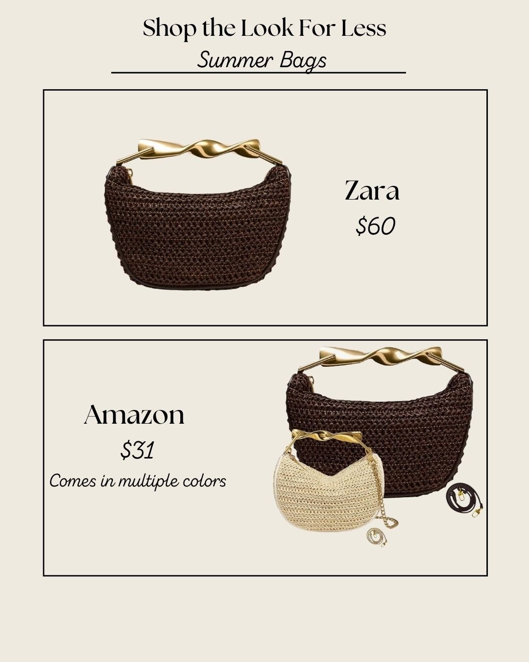 ✨ Look for Less: Summer Bag Dupes ✨
Obsessed with this Zara woven bag but want a more affordable option? I found the best Amazon dupe for just $31! Comes in multiple colors and gives the same chic summer vibes 🌞 Perfect for beach days, vacation outfits, and everyday casual looks.



#LTKFinds #LTKDupe #LTKSaleAlert #AmazonFinds #ZaraDupe #SummerBag #WovenBag #VacationStyle #AffordableFashion #BagDupes #LookForLess #LTKUnder50



#LTKFindsUnder50 #LTKStyleTip #LTKItBag