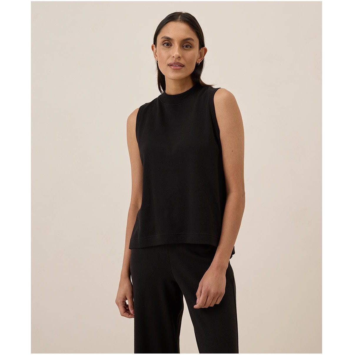 Pact Women's Organic Cotton Airplane Mock Neck Shell - Black | Macy's