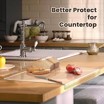 18x15 Inch Clear Cutting Board with Juice Groove, Acrylic Cutting Board with Counter Lip, Non Sli... | Amazon (US)