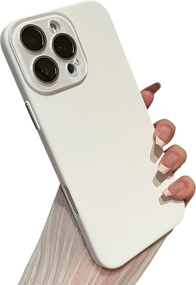 Caseative for iPhone 16 Pro Max Case,Solid Color Full Camera Lens Protection Phone Case (White) | Amazon (US)