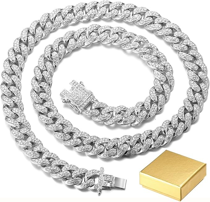Halukakah Gold Chain for Men: Iced Out 14/20MM 18k Real Gold/Platinum White Gold/Rose Gold/Rhodiu... | Amazon (US)