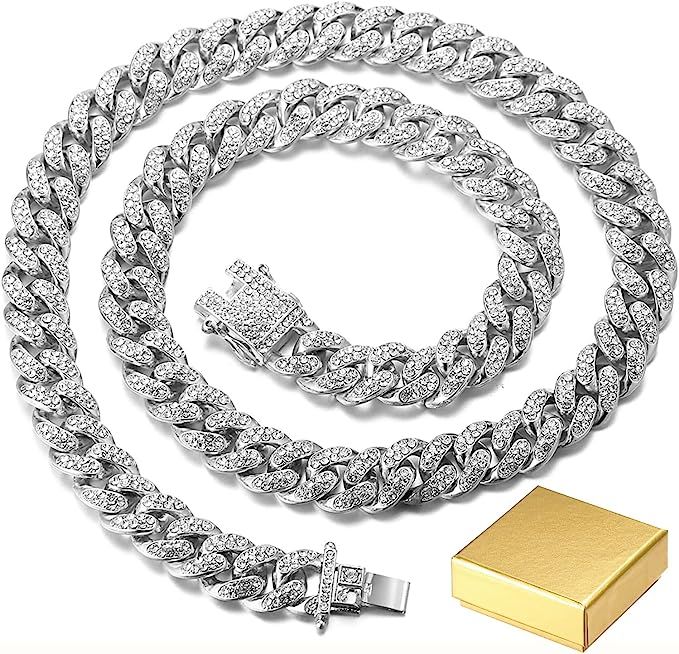 Halukakah Gold Chain for Men: Iced Out 14/20MM 18k Real Gold/Platinum White Gold/Rose Gold/Rhodiu... | Amazon (US)