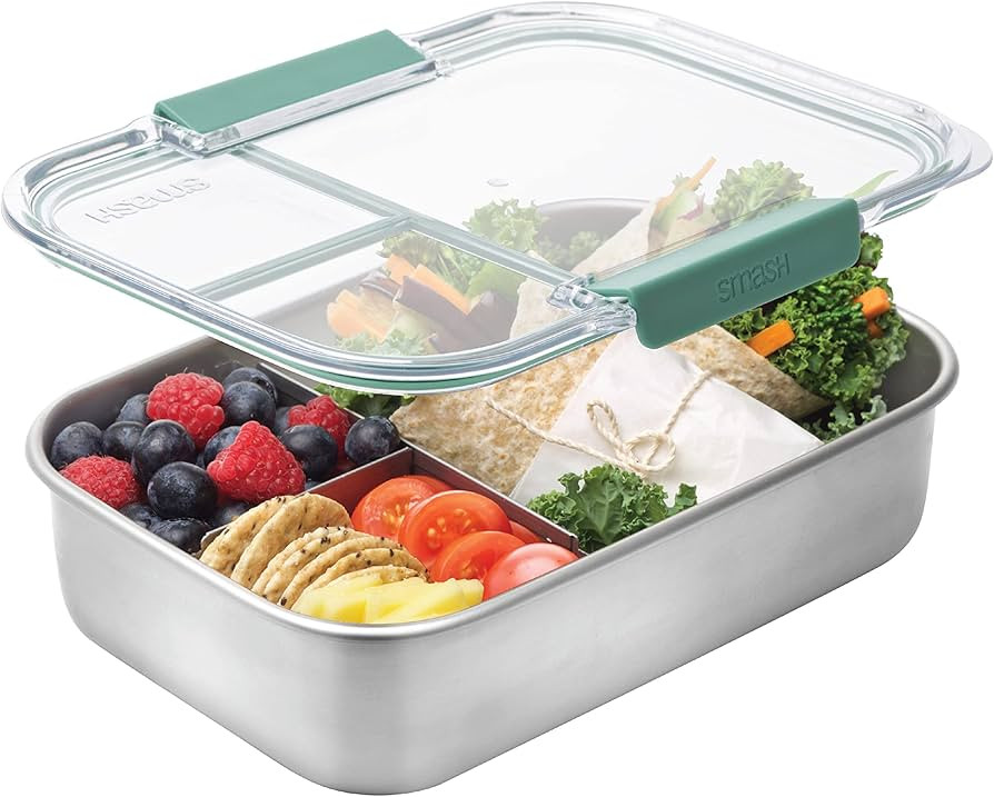 Smash Stainless Steel Bento Lunch Box, 3 Compartments, Sage (40035) | Amazon (US)